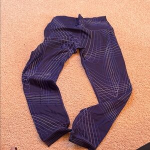 Fabletics Navy Blue Leggings with White Pattern
